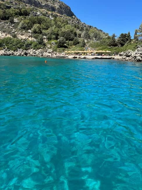 From Faliraki : Speedboat tour kalithea caves&antony kouin - Kalithea caves on the water: seeing the cliff-and-cave geometry