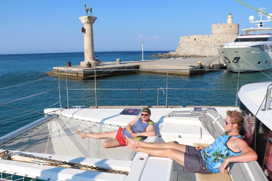 From Rhodes: Private Catamaran Cruise All Inclusive - Stop 2: Afandou Beach lunch and swim