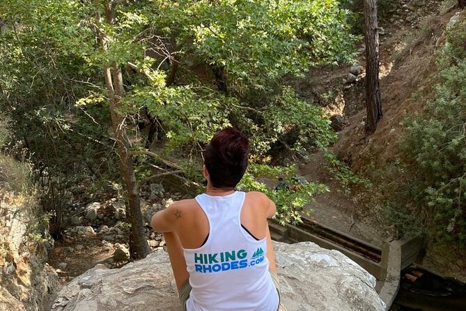 Guided hike to the seven springs from Archangelos - Ancient dam to rising path: the uphill section you’ll feel