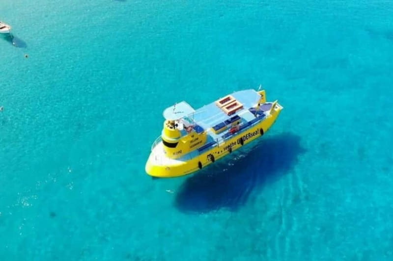 Lindos: 3Hour Hippo Submarine with Swim Stop at Navarone Bay - Below deck: giant portholes and Lion’s Head Cove reef