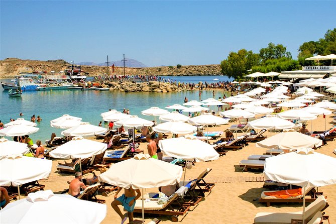 Lindos Day Cruise from Rhodes Town with Swimming stops and Hotel Transfers - Tsambika Beach (about 20 minutes): quick snorkel and then back to Lindos