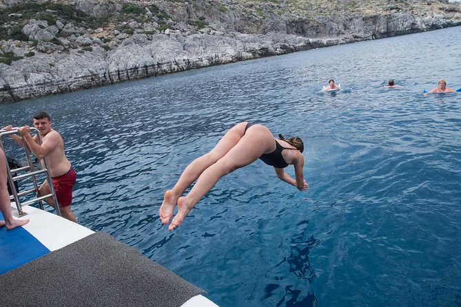 Lindos Full Day Boat Tour with Swimming - Anthony Quinn Bay: Movie Location Scenery and a Colorful Seabed