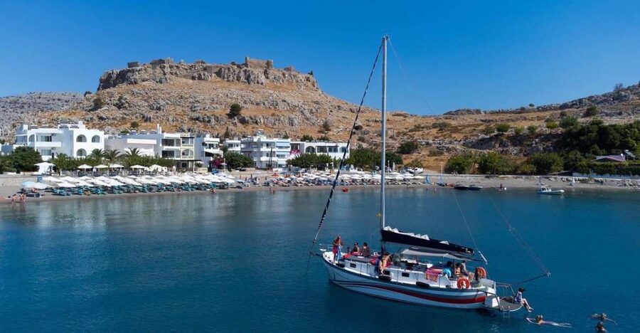 Lindos: Sailboat Cruise with Prosecco and more - The Sailing Experience: Steering, Trimming Sails, and Watching the Coast From the Right Angle
