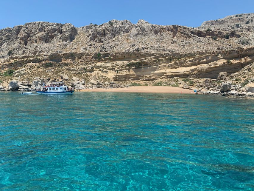 Lindos: Sailboat Cruise with Prosecco and more - Stop-by-Stop: Red Sand, Agathi Caves, Haraki, and Lindos Bay Swim Time