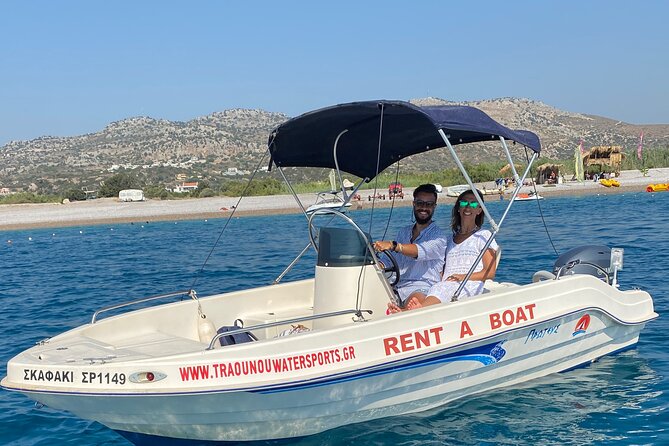 Rent a Boat without License - One-hour format: how you’ll split time between Ladiko, Anthony Quinn, and the Caves