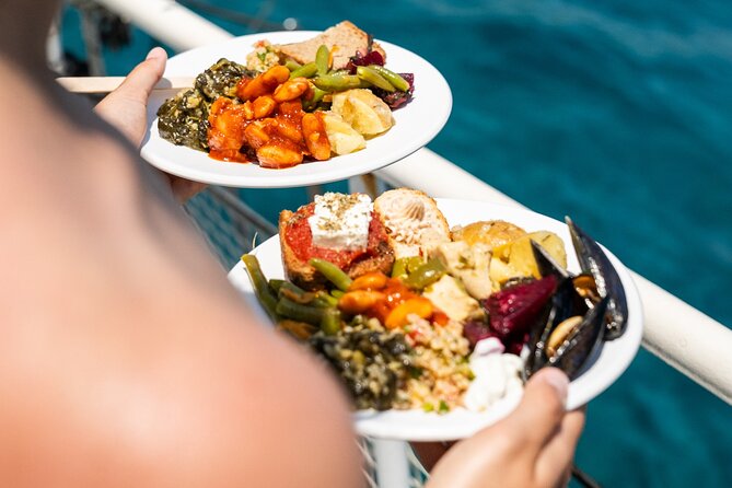 Rhodes Bay to Bay Swim Cruise-Greek Buffet w/wine included - Wine, Greek Buffet Lunch, and the Boat Comfort That Changes Your Day