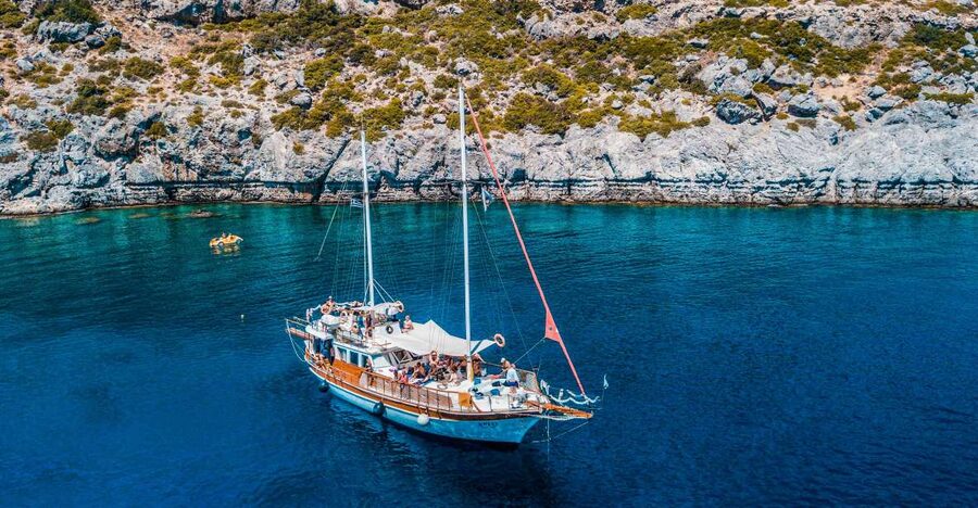 Rhodes: Cruise with 3 Stops, Lunch and Unlimited Drinks - Anthony Quinn Bay: emerald water, snorkeling gear, and time to breathe