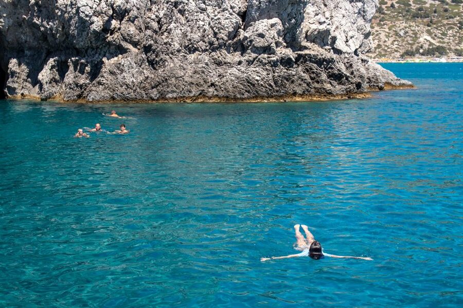 Rhodes: Full Day East Coast Bay to Bay Boat Trip with Lunch - From Port to the First Swim: Ferry Time and Coastline Views