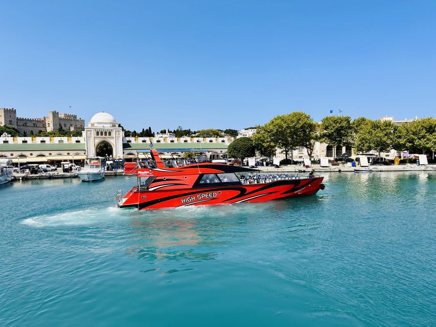 Rhodes: High Speed Boat Trip to Lindos - The high-speed run from Rhodes Town to Lindos: what you see in about an hour