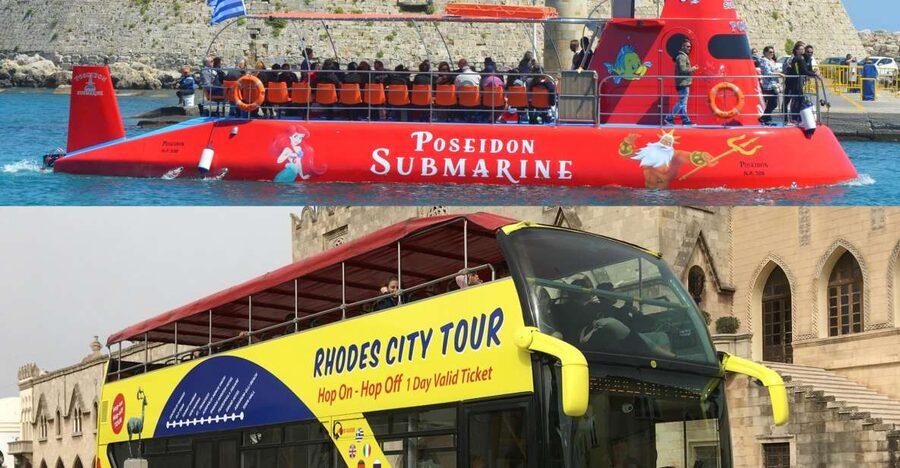 Rhodes: Hop-on Hop-off Bus and Submarine Tour - Getting oriented on the bus: 12 stops, 9 audio languages