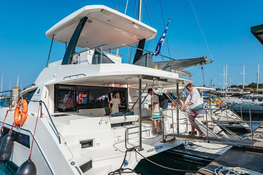 Rhodes: Sunset Catamaran Cruise with Dinner Buffet & Drinks - Kalithea Bay swim stop: anchored water time and snorkeling gear
