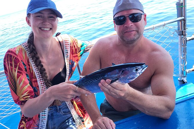 Skevos Fishing Trip Rhodes - How the fishing works: trolling targets, then 2 hours of ground fishing