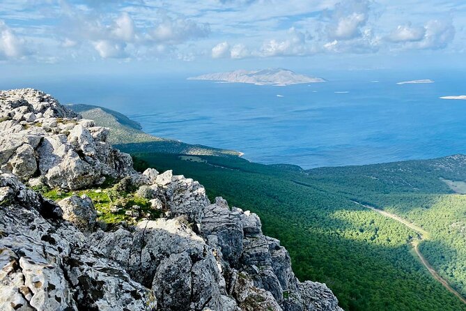 Small Group Hiking on Mount Akramitis in Rhodes - Mount Akramitis summit: green meets the Aegean blue